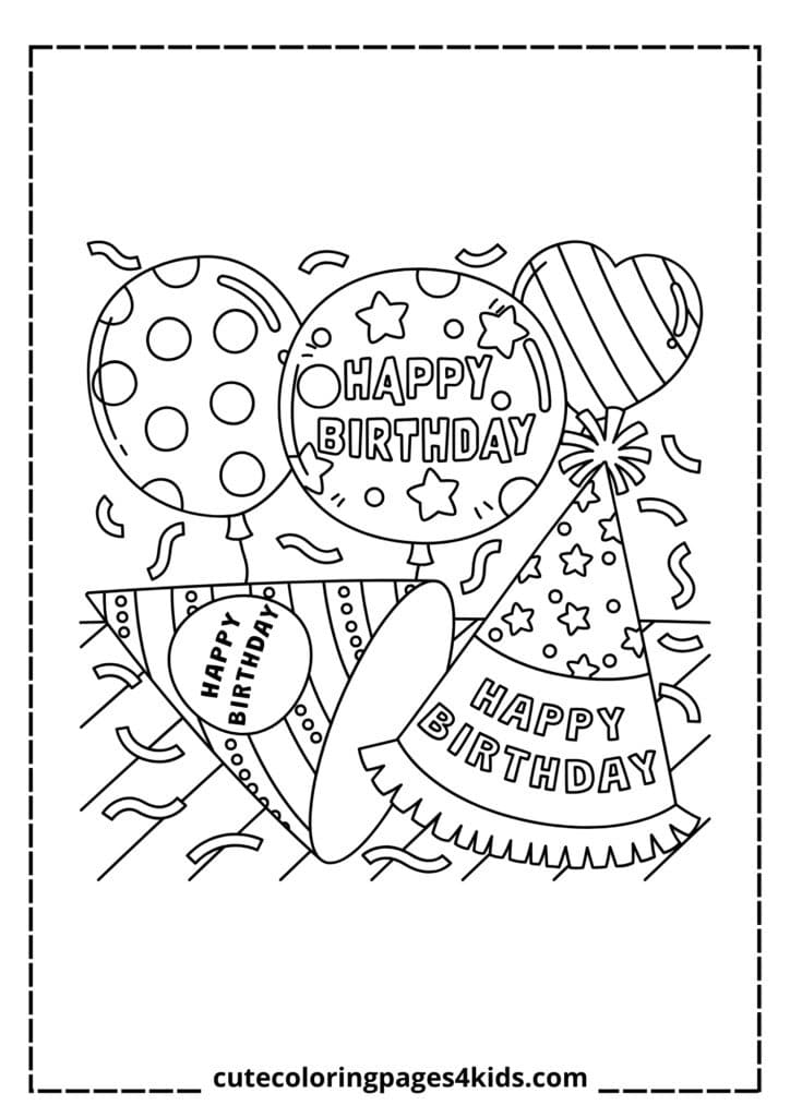 A colorful birthday cap decorated with festive patterns, glitter, and a fun pom-pom on top, adding joy and excitement to the celebration.