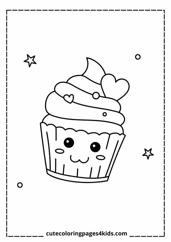 A beautifully decorated cupcake with heart-shaped toppings, swirled frosting, and a charming design that expresses love and sweetness.