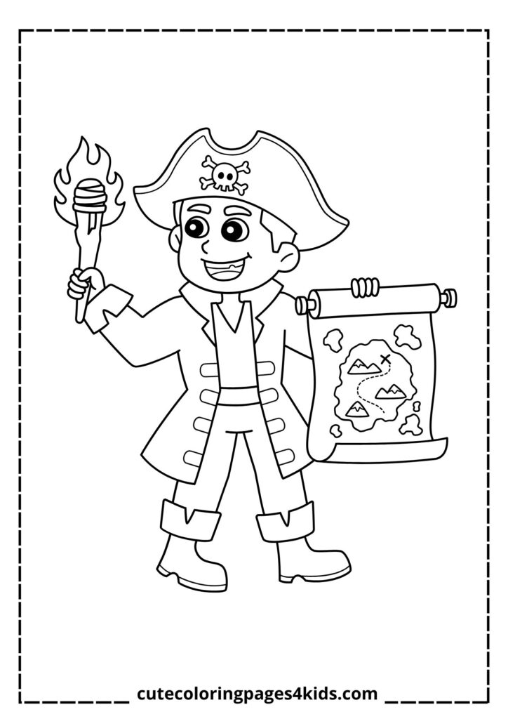A fearless pirate sneaking through the night, holding a lantern in one hand and a sword in the other. The moon shines brightly in the dark sky as he embarks on a mysterious quest, searching for hidden treasures.