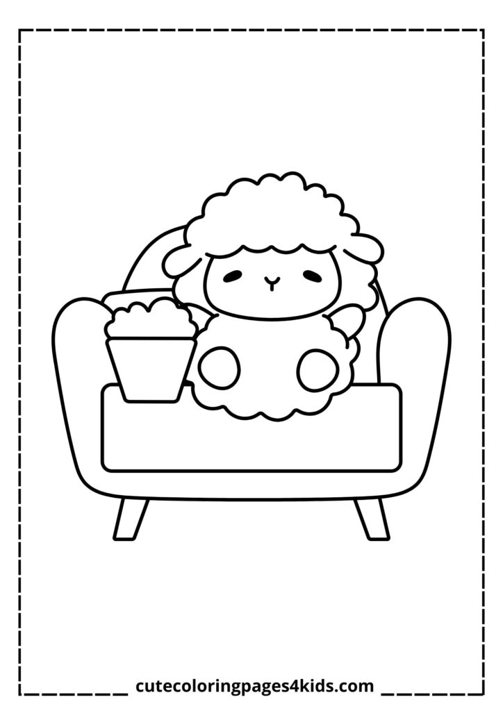 A fluffy sheep lying down comfortably with a calm and peaceful expression. With its soft, curly wool and gentle eyes, the sheep looks completely relaxed, enjoying a moment of rest.