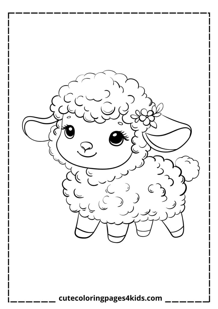 A fluffy and adorable sheep with a bright, joyful smile. Its soft, curly wool and twinkling eyes give it a friendly and happy expression, making it look full of warmth and charm.