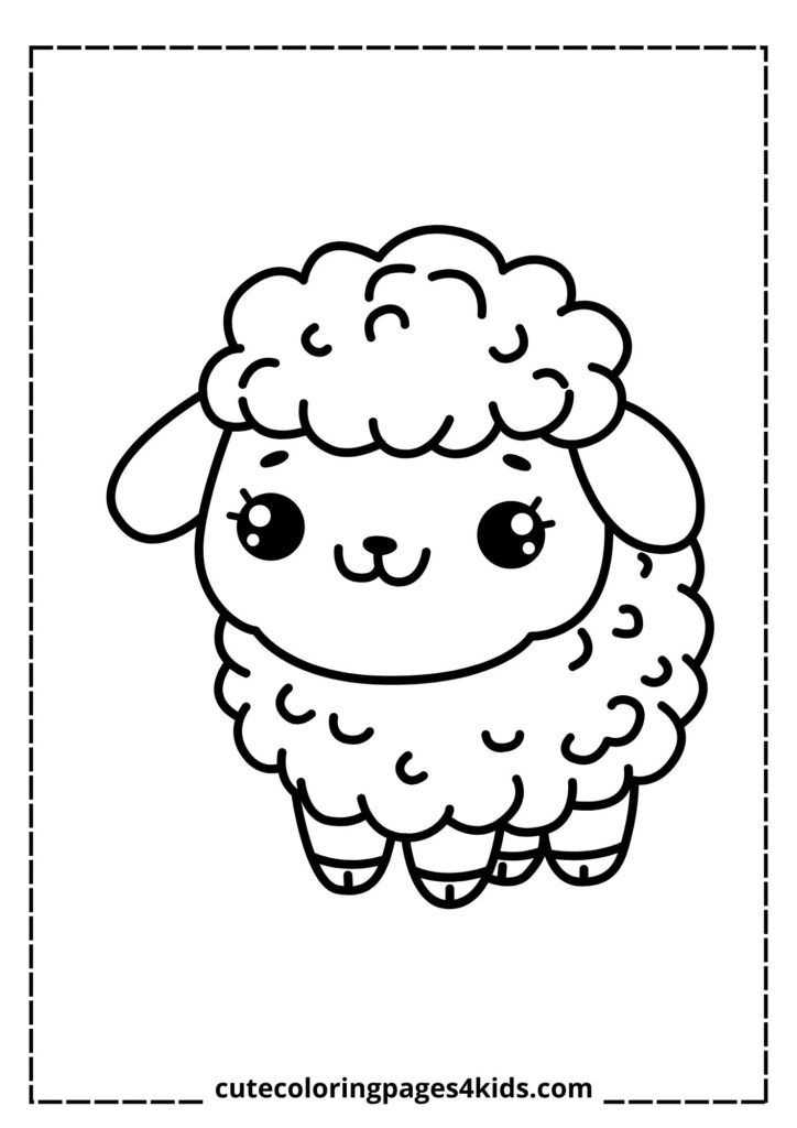 A tiny, fluffy lamb with soft, curly wool and big, innocent eyes. Its gentle expression and playful stance make it look full of warmth, sweetness, and charm.